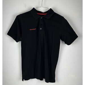 Mammut Polo Shirt Mens Large Black Short Sleeve Outdoor Embroidered Logo Hiking